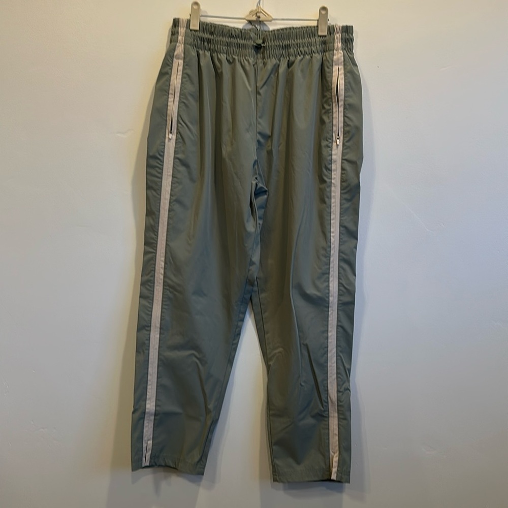 Avalanche hiking/outdoor pants. Olive green with tan stripe down legs. Size L.
